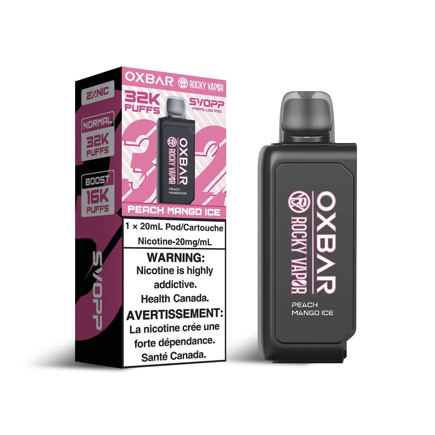 OXBAR x Rocky Vapor SVOPP Pod - Peach Mango Ice - Image 2